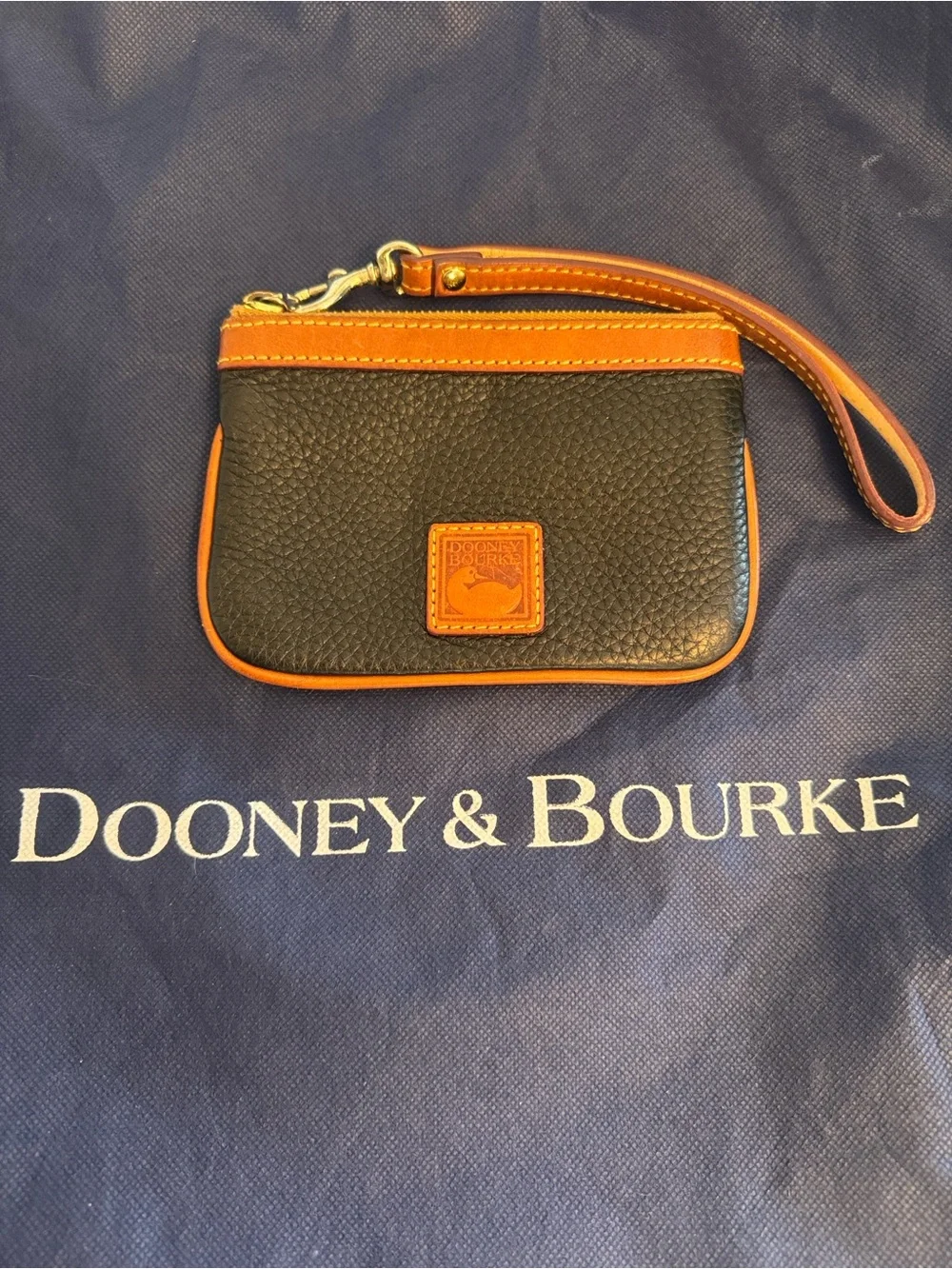 Dooney & Bourke Black and Brown Leather Wristlet Clutch